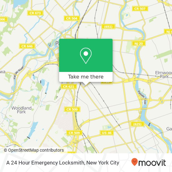 A 24 Hour Emergency Locksmith map
