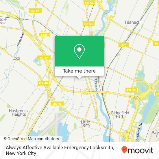 Mapa de Always Affective Available Emergency Locksmith