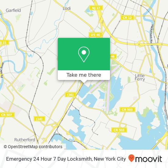 Emergency 24 Hour 7 Day Locksmith map