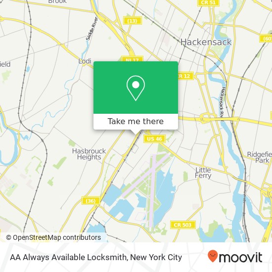 AA Always Available Locksmith map