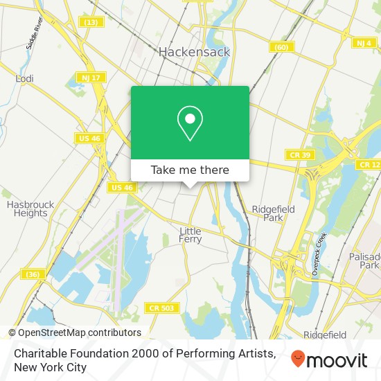 Mapa de Charitable Foundation 2000 of Performing Artists