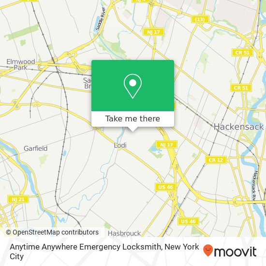 Mapa de Anytime Anywhere Emergency Locksmith