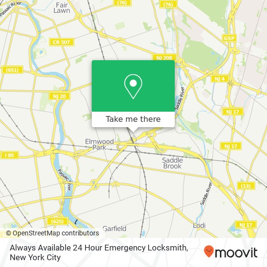 Always Available 24 Hour Emergency Locksmith map