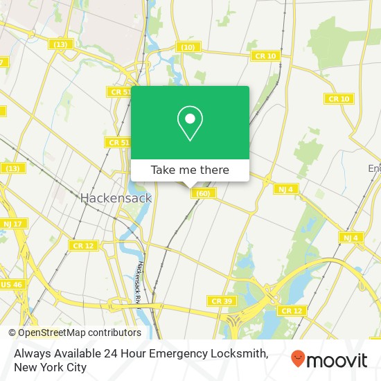 Always Available 24 Hour Emergency Locksmith map