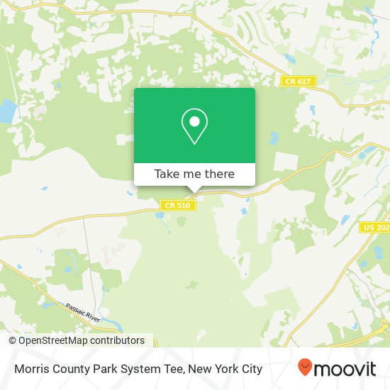 Mapa de Morris County Park System Tee