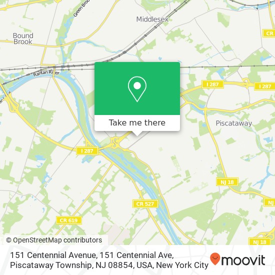 Mapa de 151 Centennial Avenue, 151 Centennial Ave, Piscataway Township, NJ 08854, USA