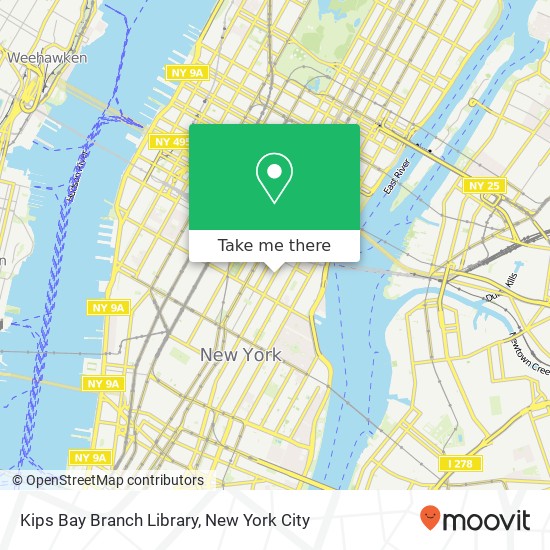 Kips Bay Branch Library map