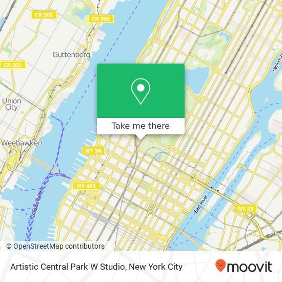 Artistic Central Park W Studio map