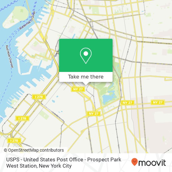 USPS - United States Post Office - Prospect Park West Station map