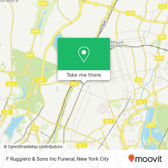 F Ruggiero & Sons Inc Funeral map
