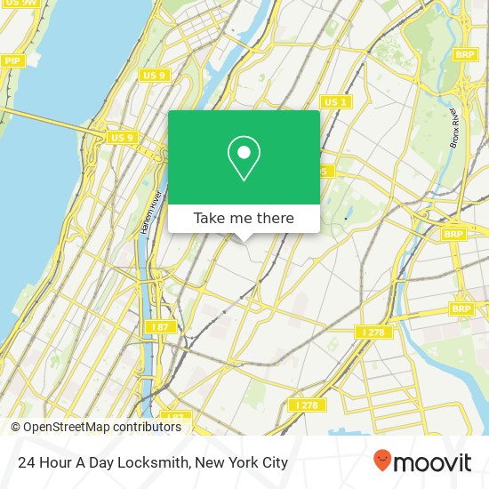 24 Hour A Day Locksmith map