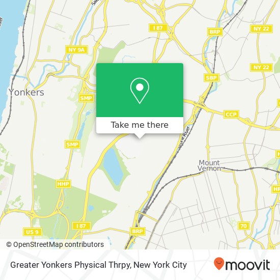 Greater Yonkers Physical Thrpy map