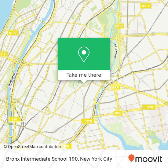 Bronx Intermediate School 190 map