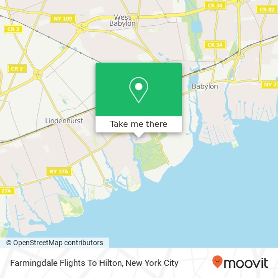 Mapa de Farmingdale Flights To Hilton