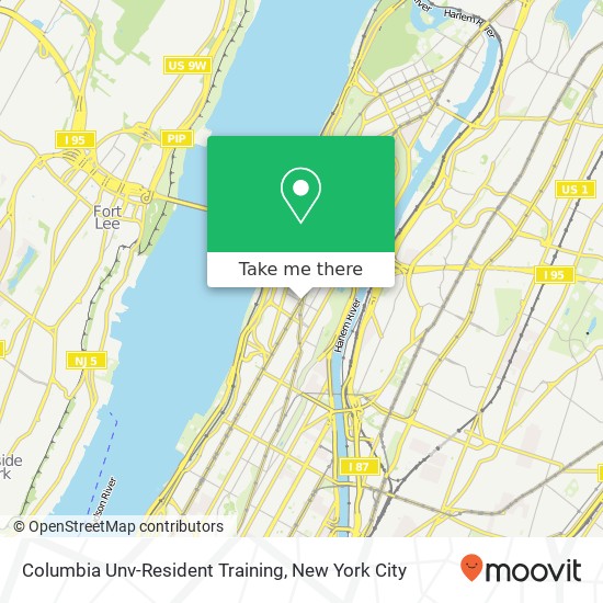 Columbia Unv-Resident Training map