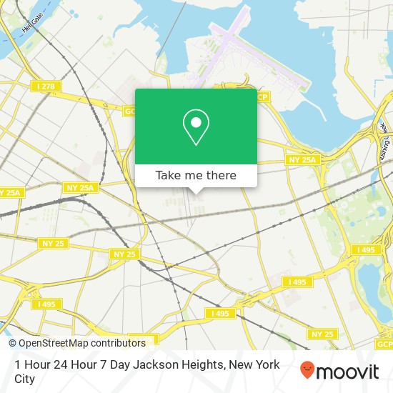 Mapa de 1 Hour 24 Hour 7 Day Jackson Heights