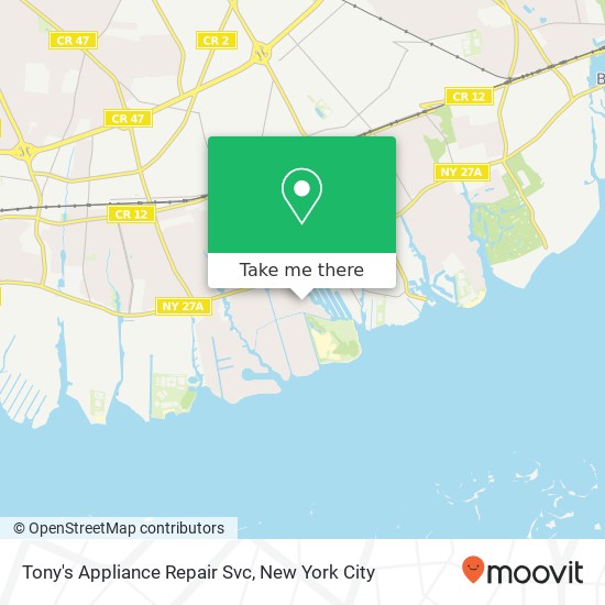 Tony's Appliance Repair Svc map