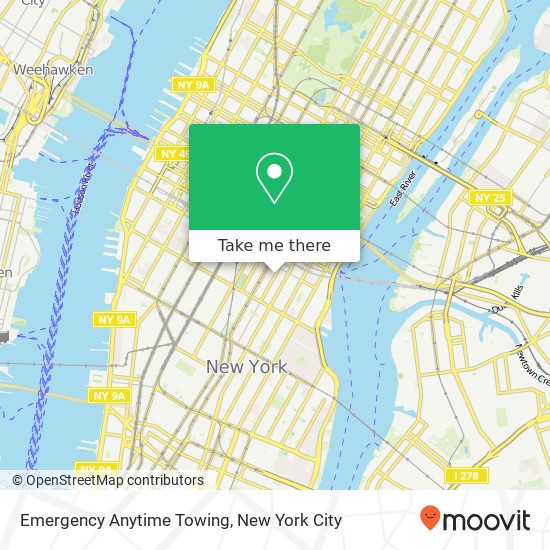 Mapa de Emergency Anytime Towing