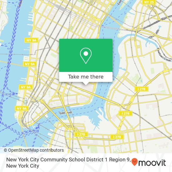 Mapa de New York City Community School District 1 Region 9
