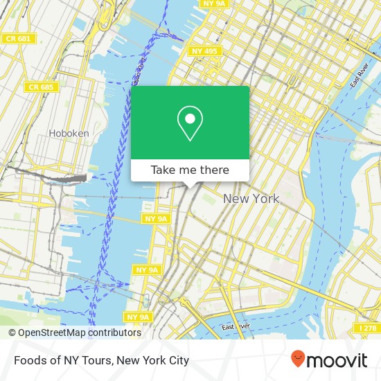 Foods of NY Tours map