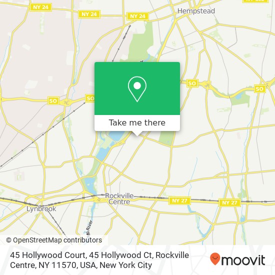 Mapa de 45 Hollywood Court, 45 Hollywood Ct, Rockville Centre, NY 11570, USA