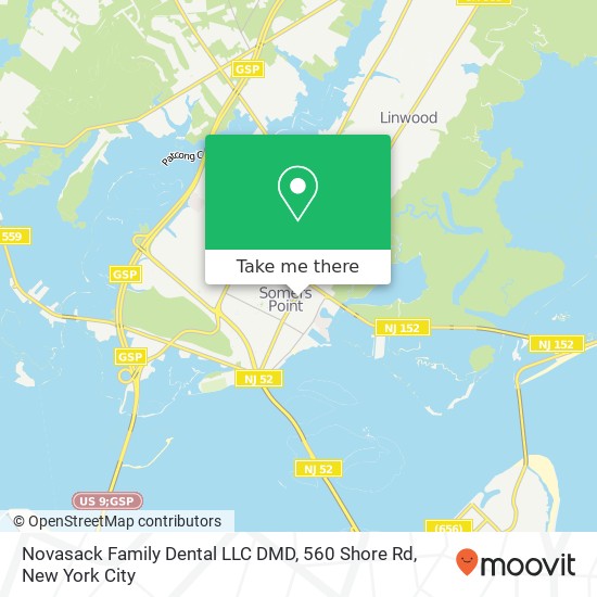 Novasack Family Dental LLC DMD, 560 Shore Rd map