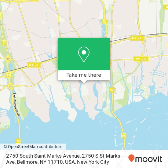 Mapa de 2750 South Saint Marks Avenue, 2750 S St Marks Ave, Bellmore, NY 11710, USA