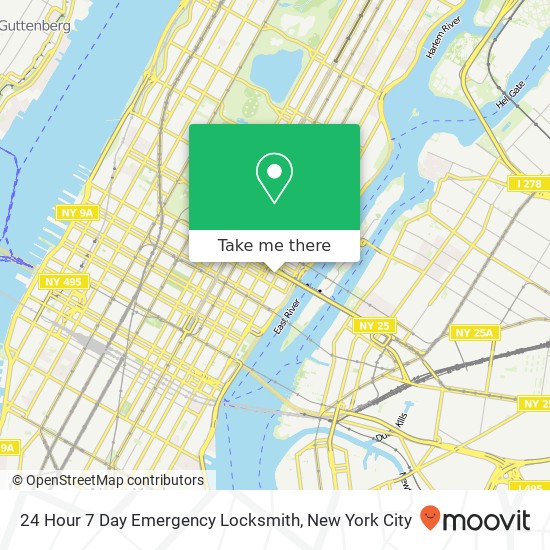 24 Hour 7 Day Emergency Locksmith map