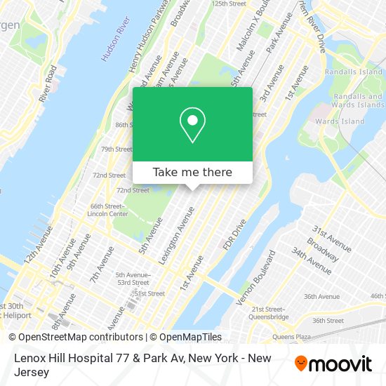 Lenox Hill Hospital 77 & Park Av map