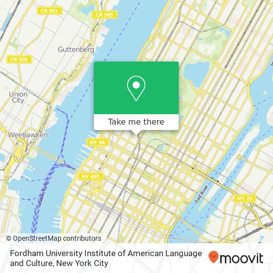 Mapa de Fordham University Institute of American Language and Culture