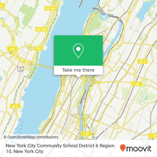 New York City Community School District 6 Region 10 map