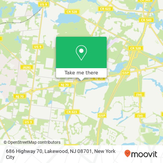 Mapa de 686 Highway 70, Lakewood, NJ 08701