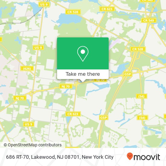 Mapa de 686 RT-70, Lakewood, NJ 08701