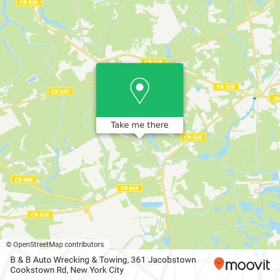 Mapa de B & B Auto Wrecking & Towing, 361 Jacobstown Cookstown Rd
