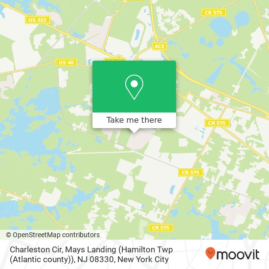 Charleston Cir, Mays Landing (Hamilton Twp (Atlantic county)), NJ 08330 map