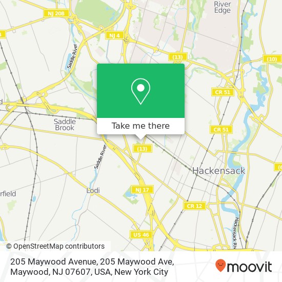 205 Maywood Avenue, 205 Maywood Ave, Maywood, NJ 07607, USA map