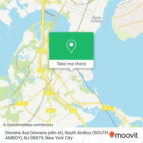Mapa de Stevens Ave (stevens john st), South Amboy (SOUTH AMBOY), NJ 08879