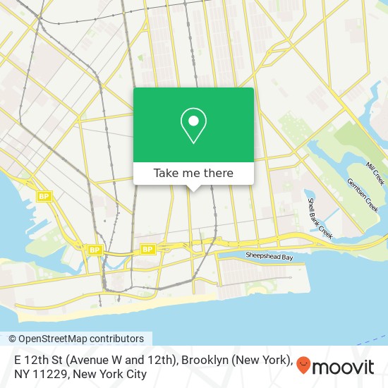 Mapa de E 12th St (Avenue W and 12th), Brooklyn (New York), NY 11229