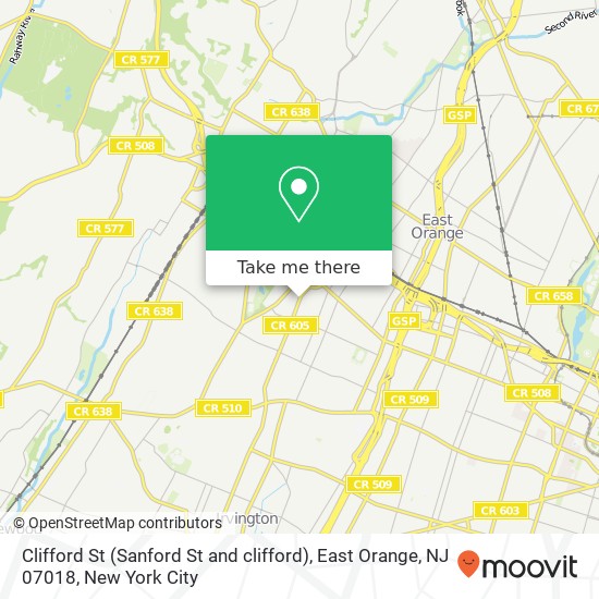 Mapa de Clifford St (Sanford St and clifford), East Orange, NJ 07018