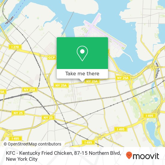 Mapa de KFC - Kentucky Fried Chicken, 87-15 Northern Blvd