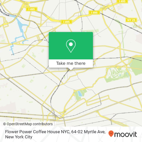 Mapa de Flower Power Coffee House NYC, 64-02 Myrtle Ave