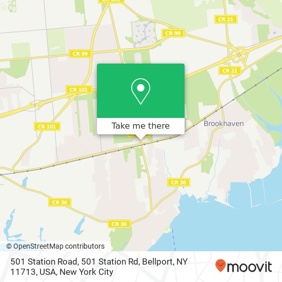 Mapa de 501 Station Road, 501 Station Rd, Bellport, NY 11713, USA