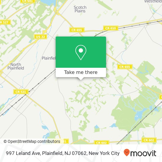 Mapa de 997 Leland Ave, Plainfield, NJ 07062