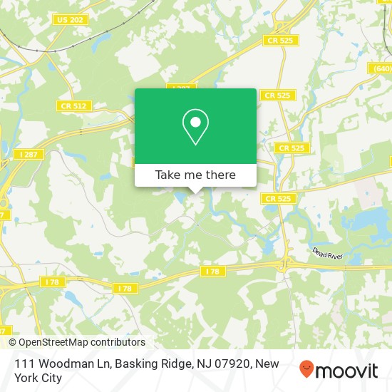 Mapa de 111 Woodman Ln, Basking Ridge, NJ 07920