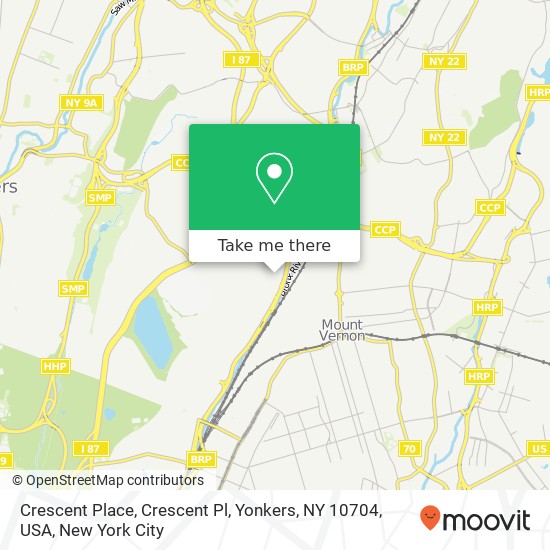 Crescent Place, Crescent Pl, Yonkers, NY 10704, USA map