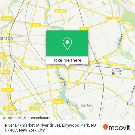 Mapa de River Dr (market st river drive), Elmwood Park, NJ 07407