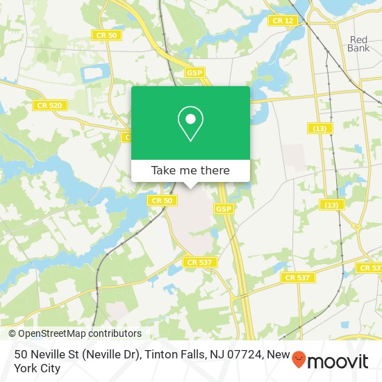 Mapa de 50 Neville St (Neville Dr), Tinton Falls, NJ 07724