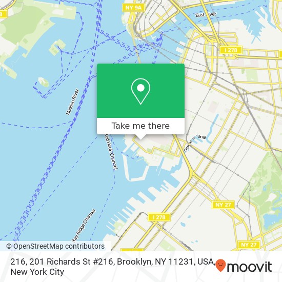 Mapa de 216, 201 Richards St #216, Brooklyn, NY 11231, USA