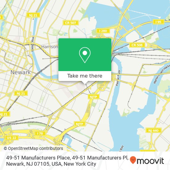 Mapa de 49-51 Manufacturers Place, 49-51 Manufacturers Pl, Newark, NJ 07105, USA