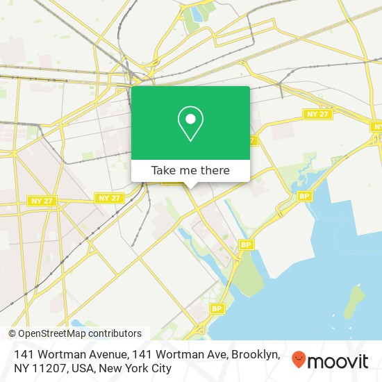 Mapa de 141 Wortman Avenue, 141 Wortman Ave, Brooklyn, NY 11207, USA